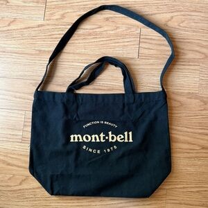 Montbell Black Tote Bag with Bear Design Two Way crossbody shoulder bag
